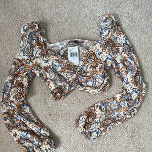 Long sleeve crop top, multicolor